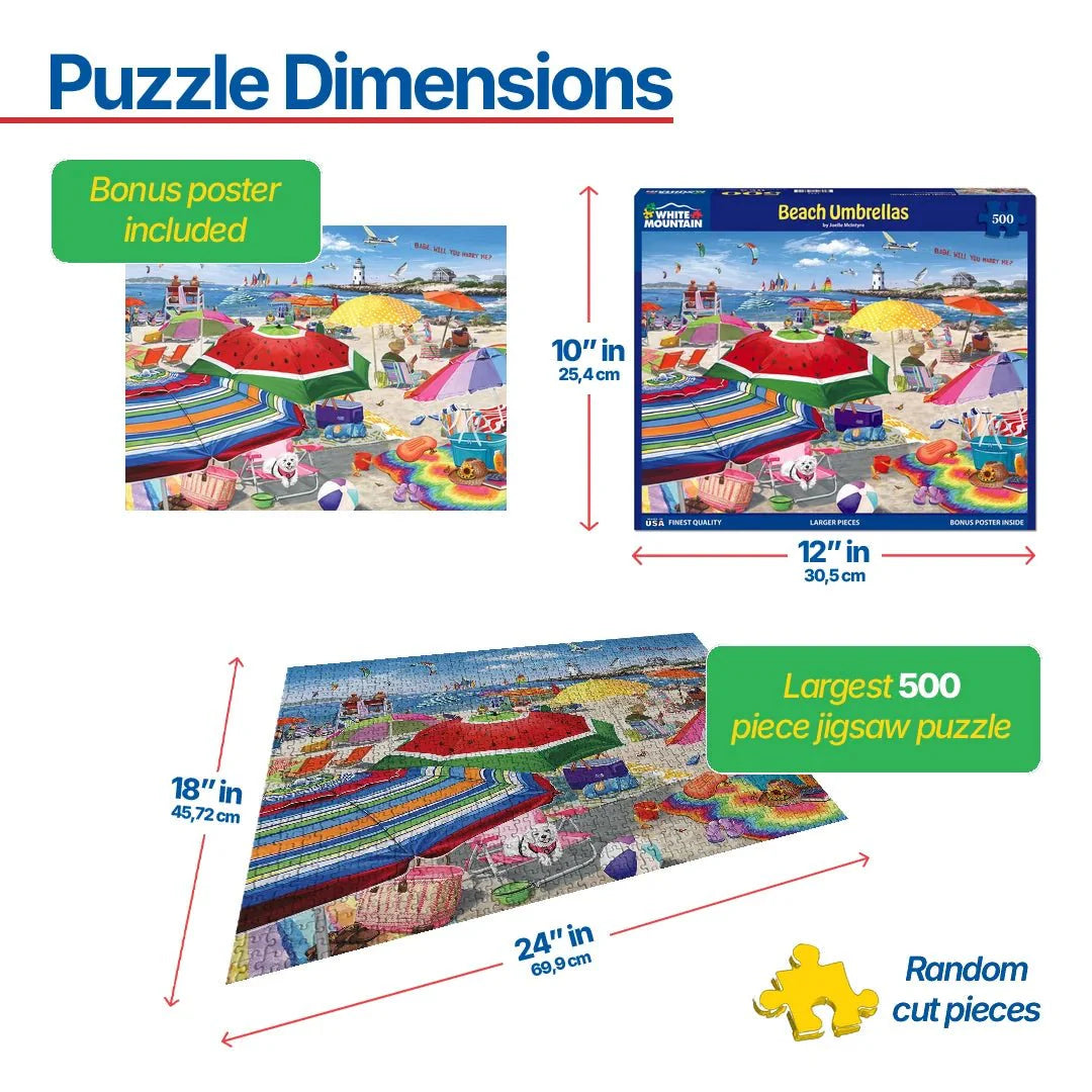 Beach Umbrellas (1806pz) - 500 Piece Jigsaw Puzzle