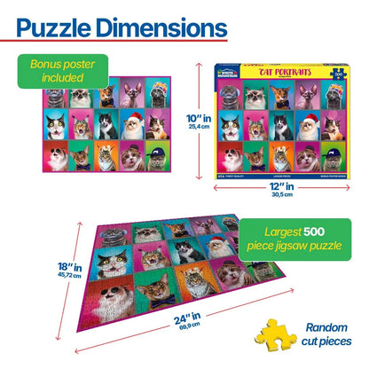 Cat Portraits (1850pz) - 500 Piece Jigsaw Puzzle