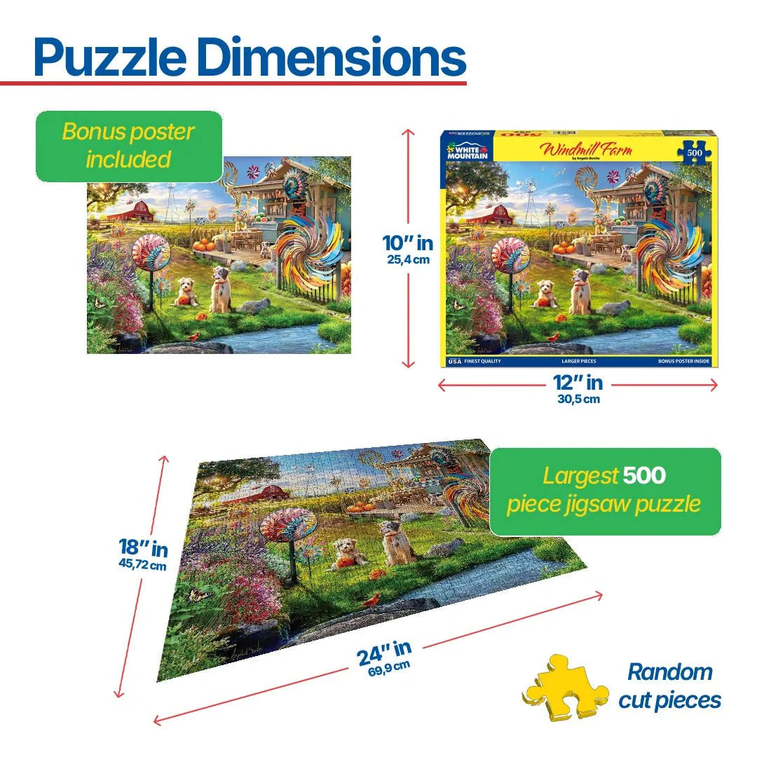 Windmill Farm (1905pz) - 500 Piece Jigsaw Puzzle